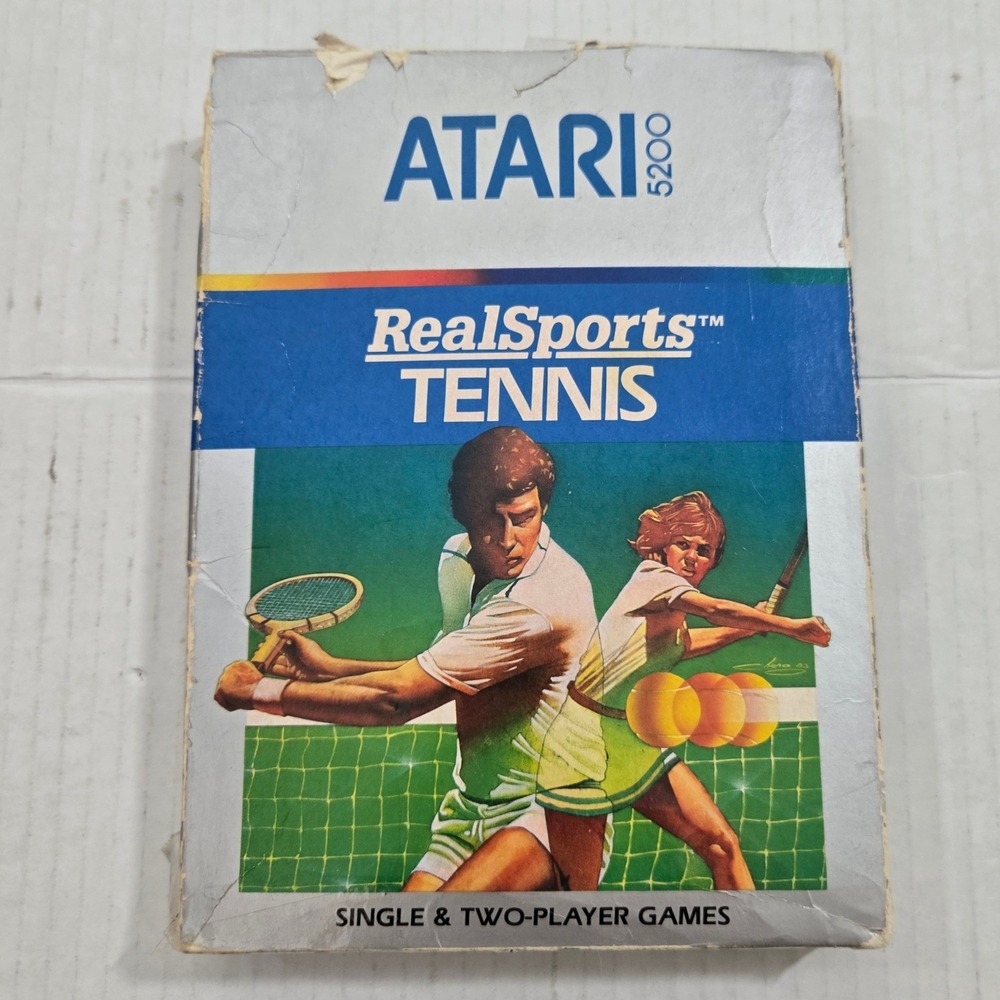 Vintage 1983 Atari 5200 RealSports Tennis Game CIB Complete Box Overlays USA
